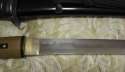 Japanese blade - Picture showing close up the blade, gold hibaki and saya